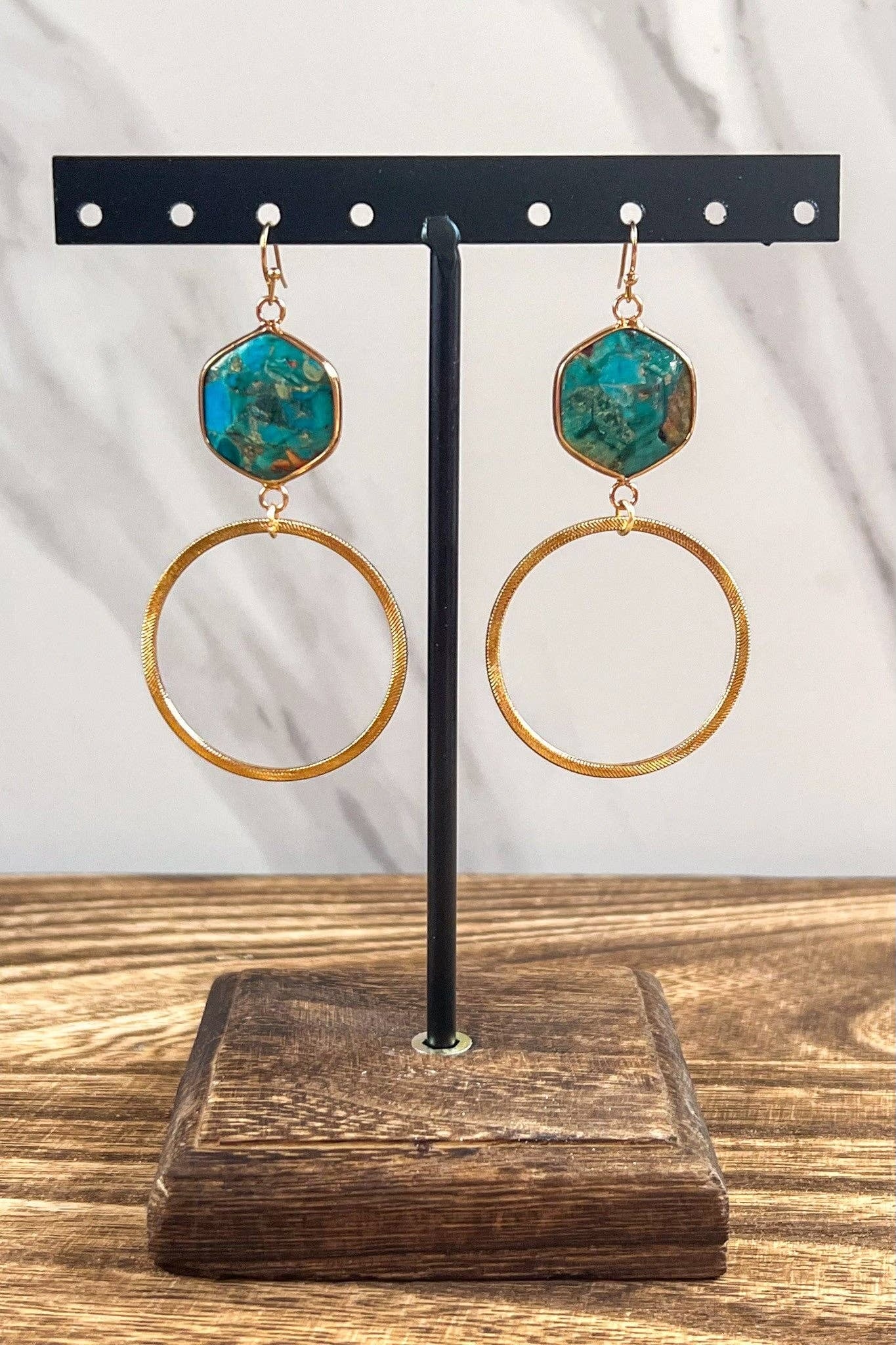 Janet Hoop Earrings-Turquoise
