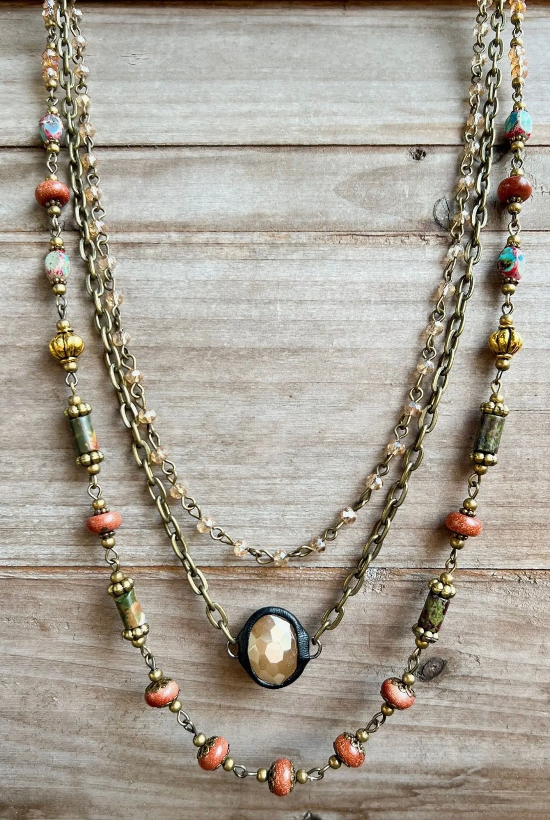 Justina Necklace in Red Jasper
