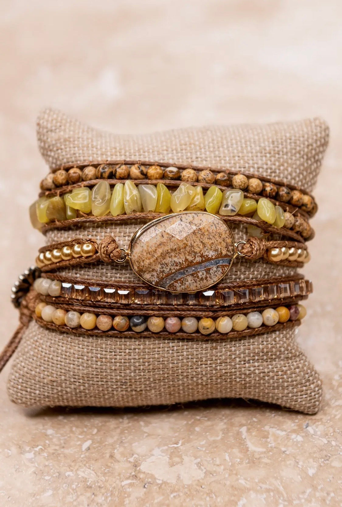 Kelly Wrap Bracelet in Jasper/Mustard