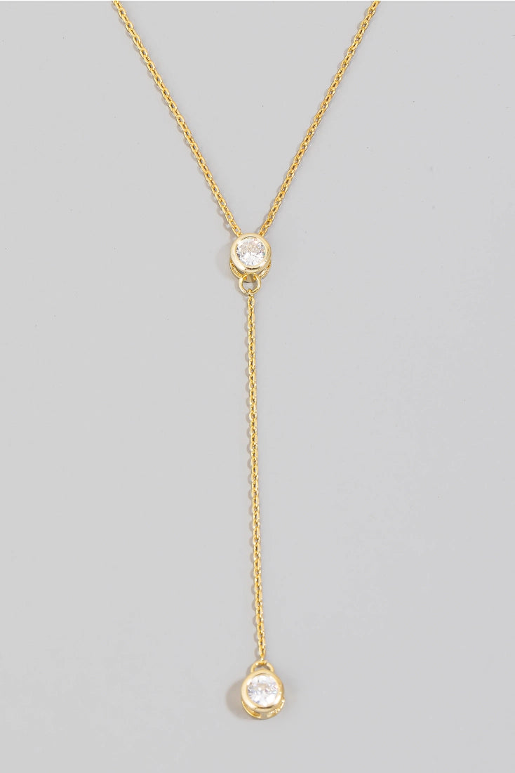 CZ Gold Y Chain Necklace