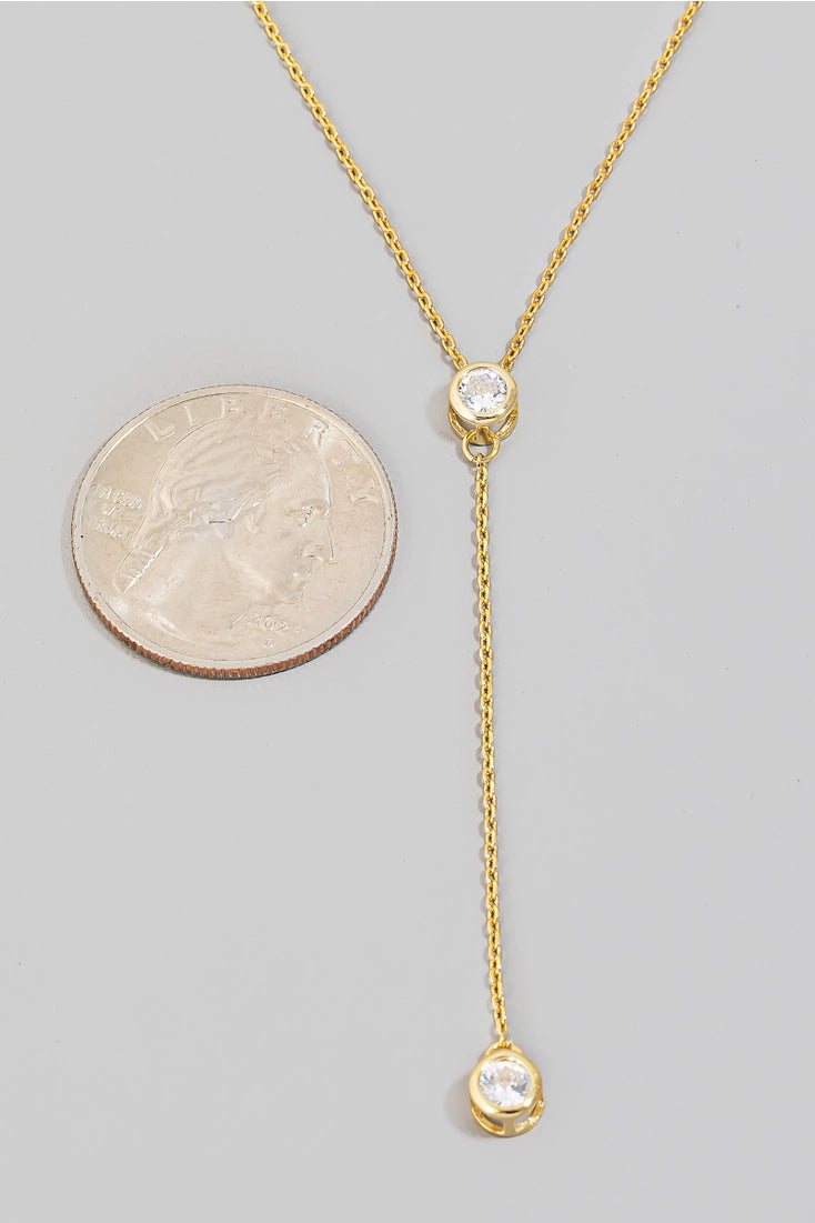 CZ Gold Y Chain Necklace