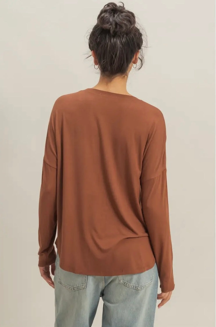 Golden Hour Long Sleeve Top- Chesnut