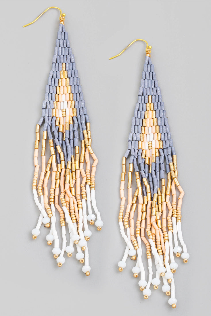 Grey Fringe Drop Earrings