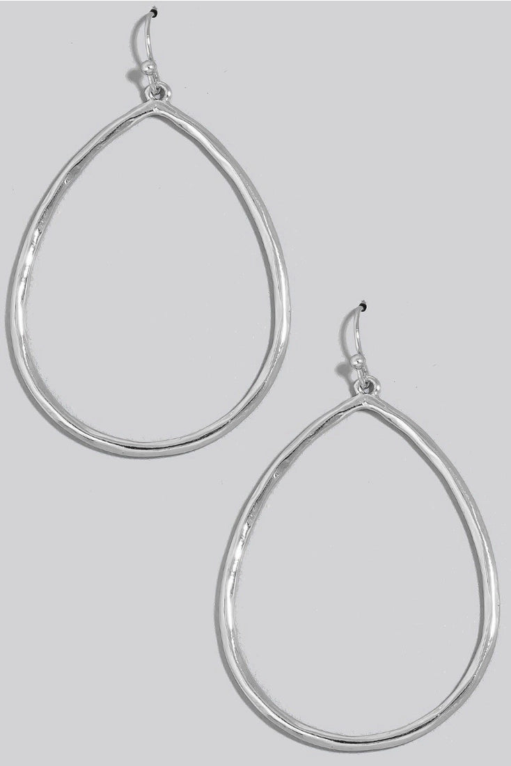 Hammered Silver Oval Earrings