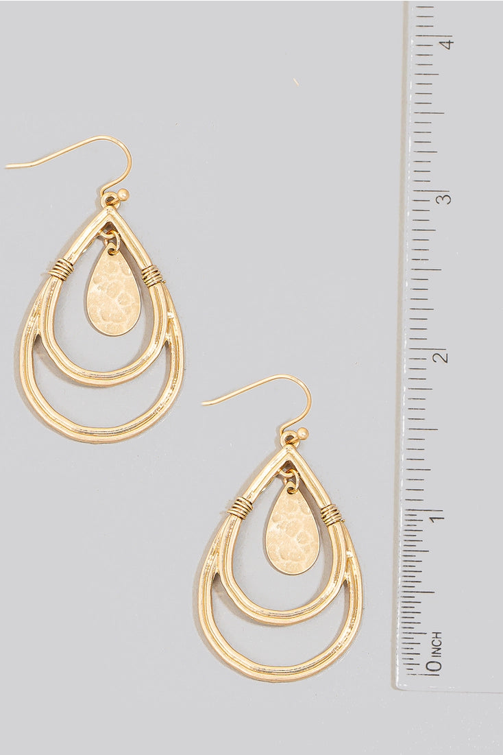 Layered Teardrop Gold Earrings