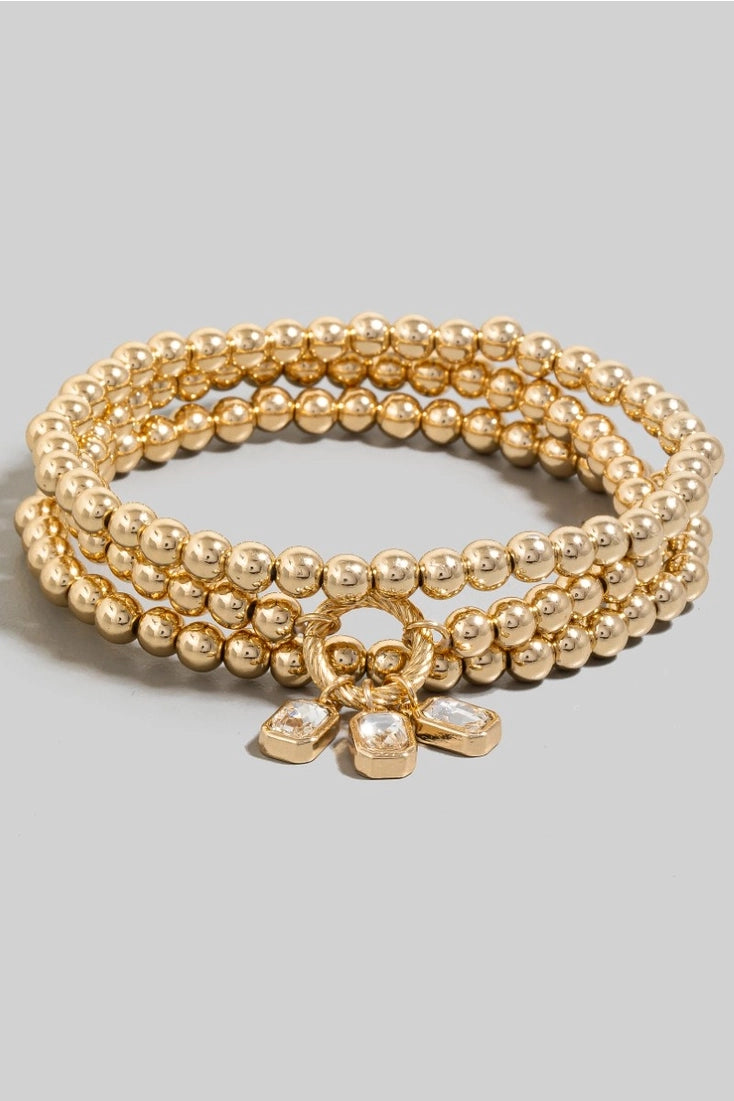 Rhinestone Charm Bracelet Set