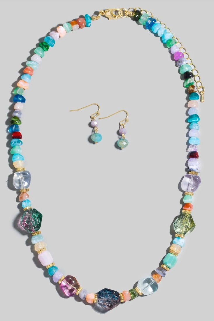 Stone & Resin Beaded Necklace Set