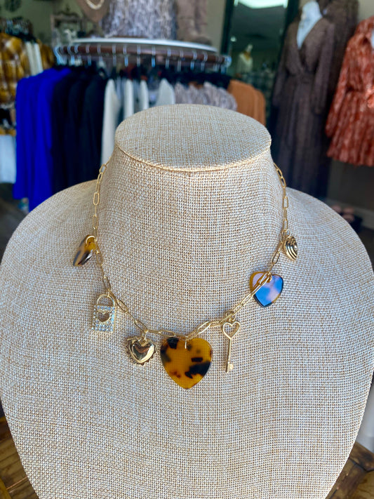 Golden Whispers Charm Necklace