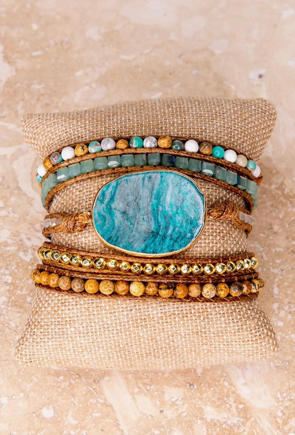 Kelly Wrap Bracelet in Turquoise/Imperial Jasper