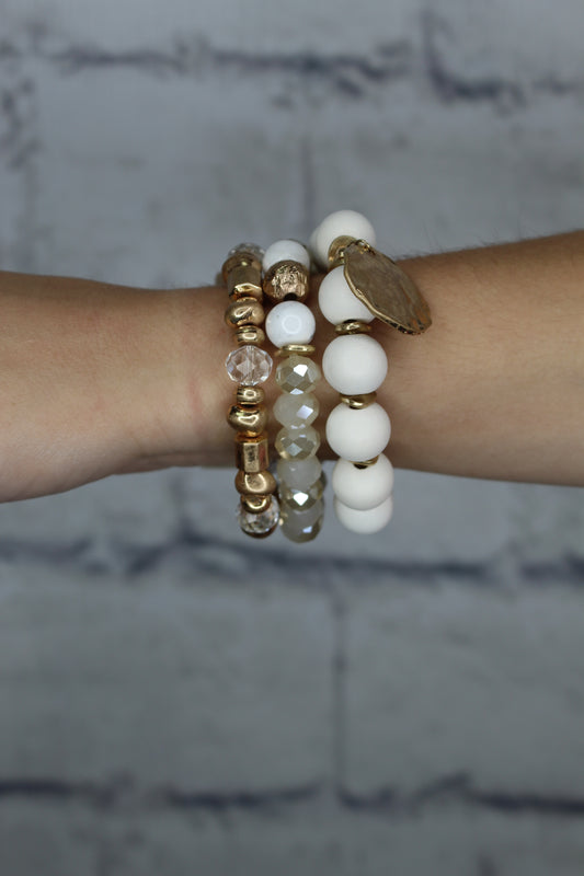 White Triple Beaded Bracelet