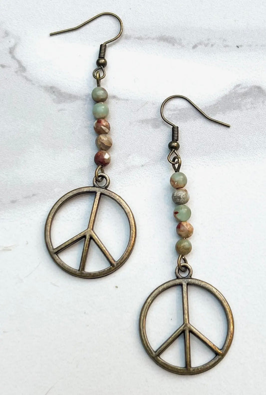 Peace Earrings in Imperial Jasper