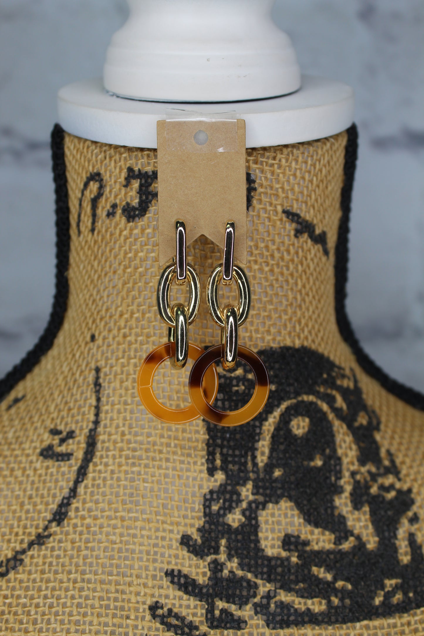 Gold and brown earrings