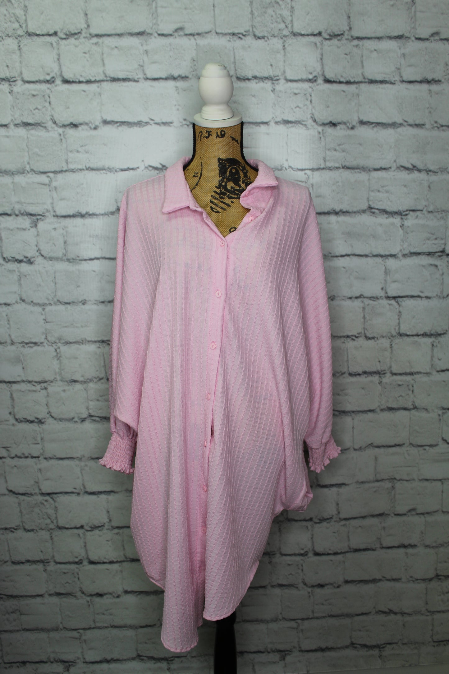 Pink button up dress