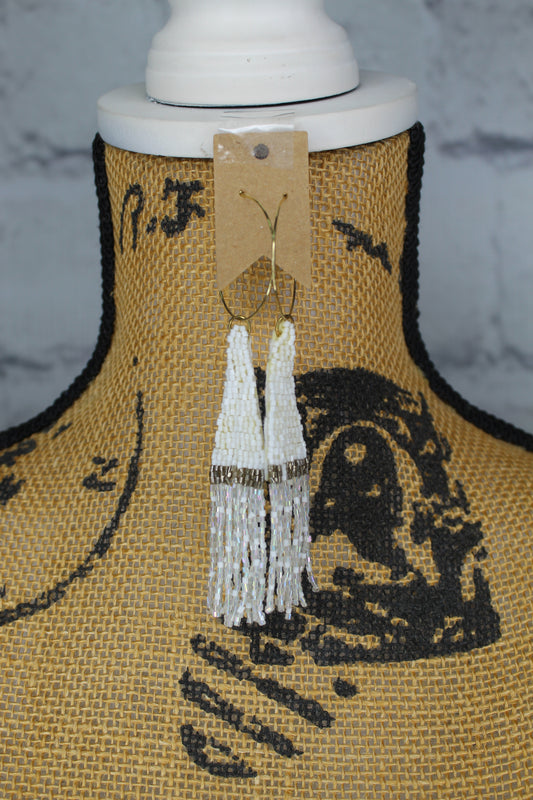 Gold hoop with bead dangle