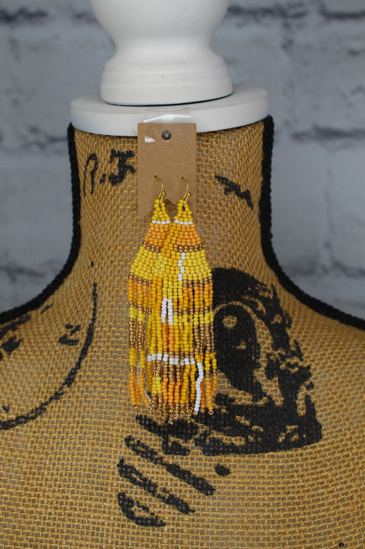 Yellow beaded earrings