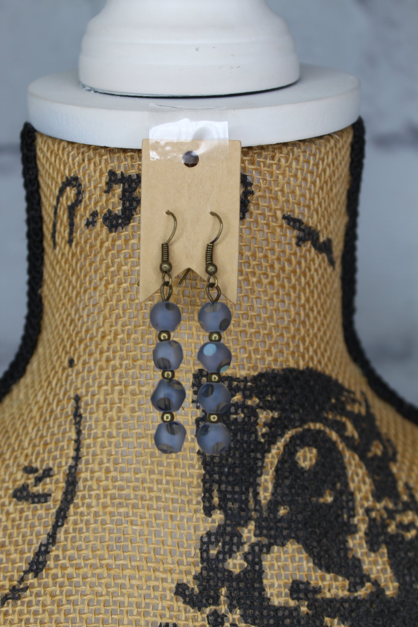 Bronze and blue gem earrings