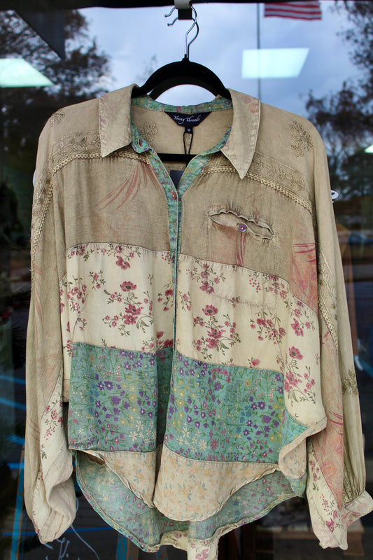 Rustic Bloom Button Up Top