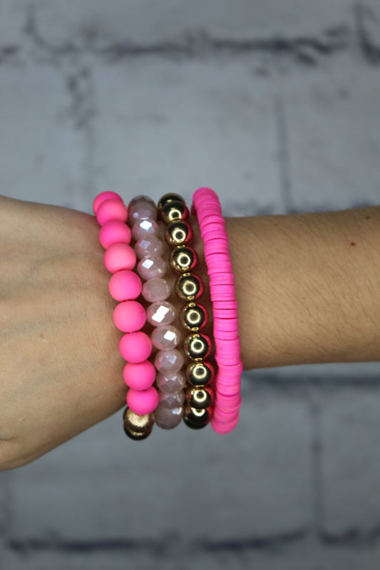 Neon Pink Bracelet Set