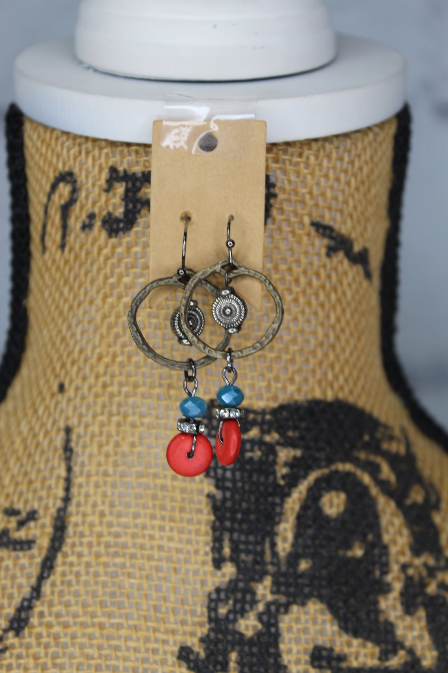 Bronze charm earrings