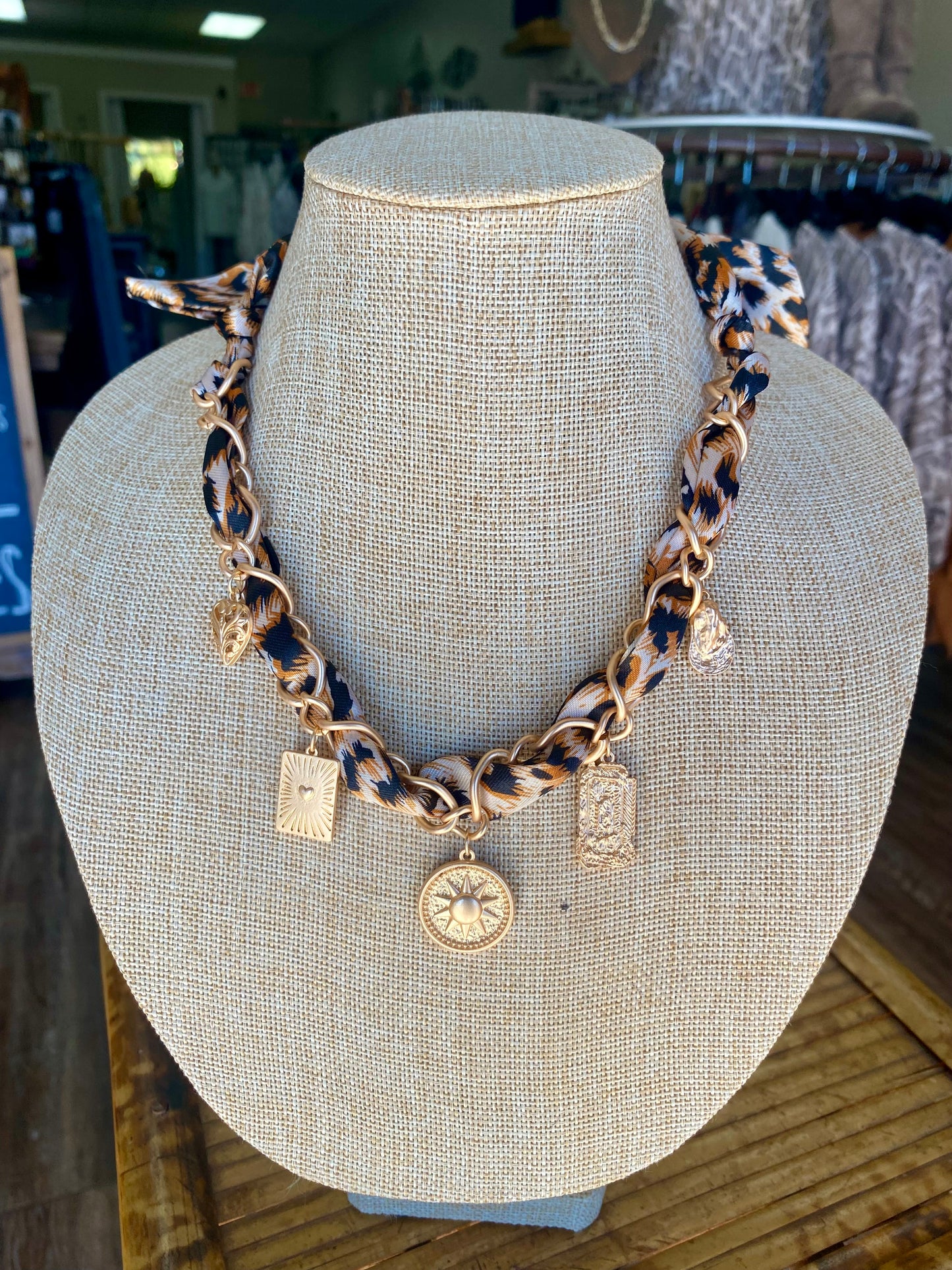 Golden Wild Scarf Charm Necklace