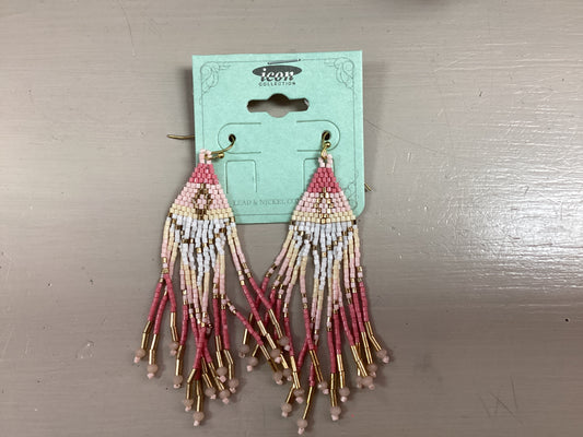 Pink Fringe Dangle Earrings