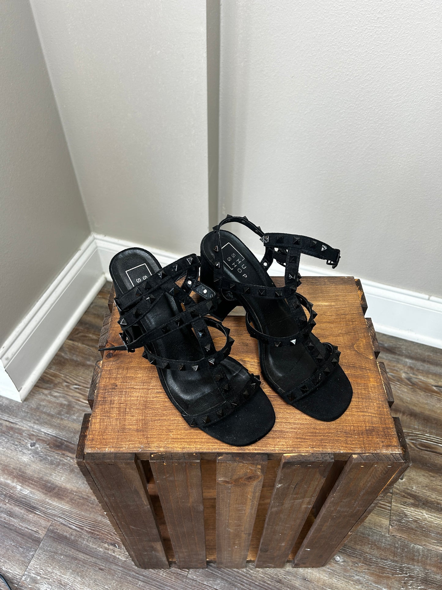 Black suede heel