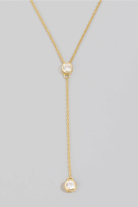 CZ Gold Y Chain Necklace
