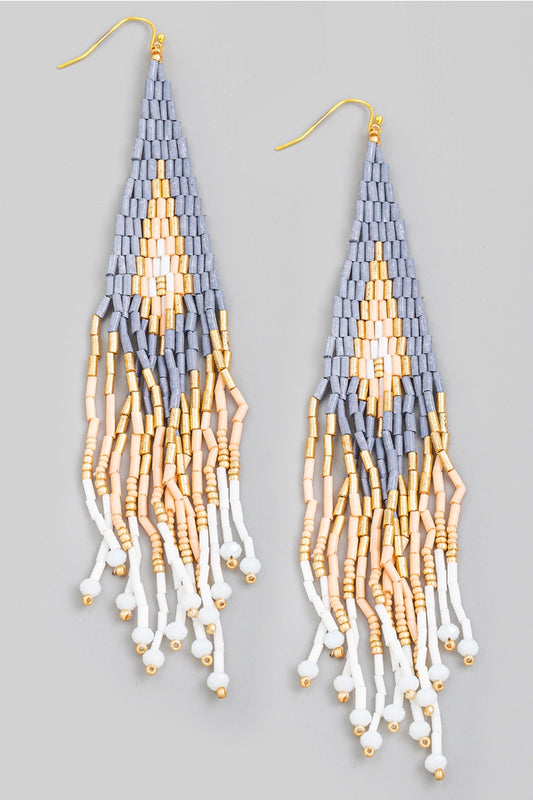 Grey Fringe Drop Earrings