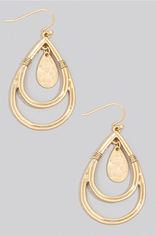 Layered Teardrop Gold Earrings